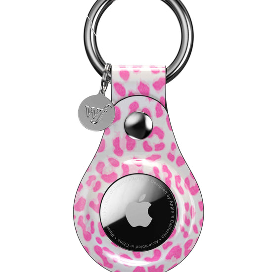 wildflower pink meow airtag key chain