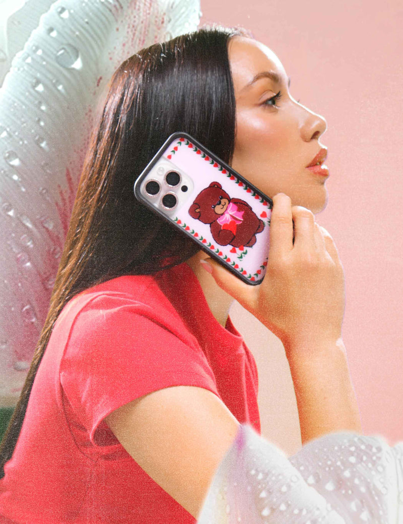 Alt text: Lifestyle Image 02Danielle Guizio Teddy Bear iPhone Case