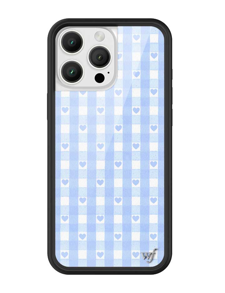 Wildflower Blue Gingham Hearts iPhone case - Main Image