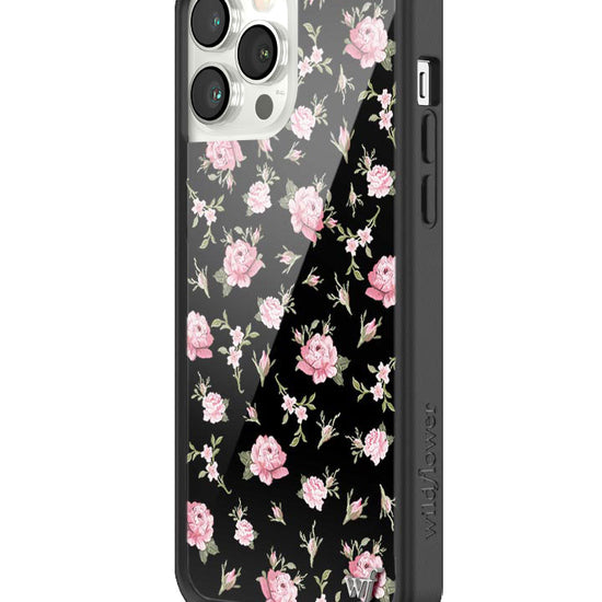 wildflower black and pink floral iphone 13promax case
