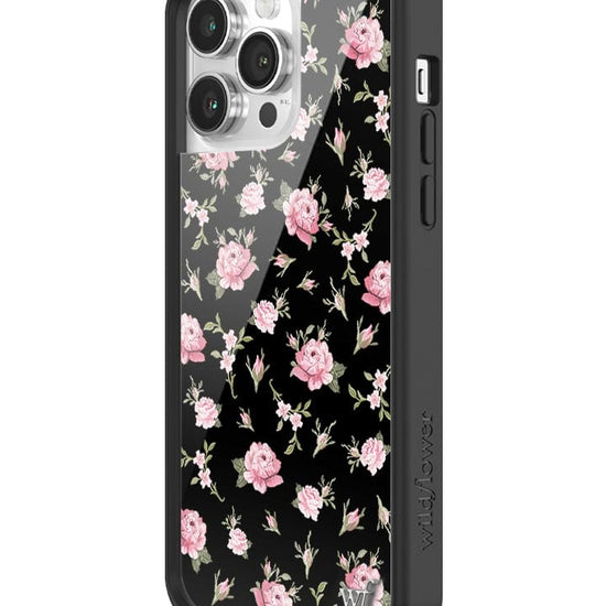 wildflower black and pink floral iphone 14promax case