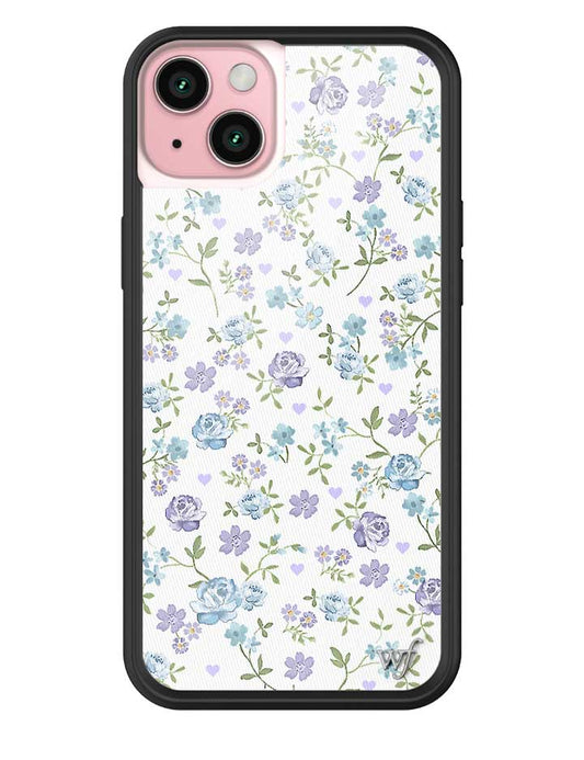 wildflower lilac and blue floral iphone 15plus case