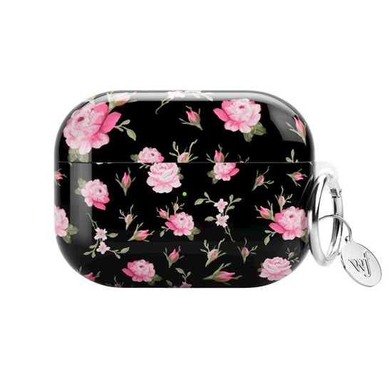 wildflower black and pink floral airpodspro case