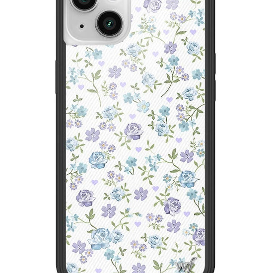 wildflower lilac and blue floral iphone 14plus case