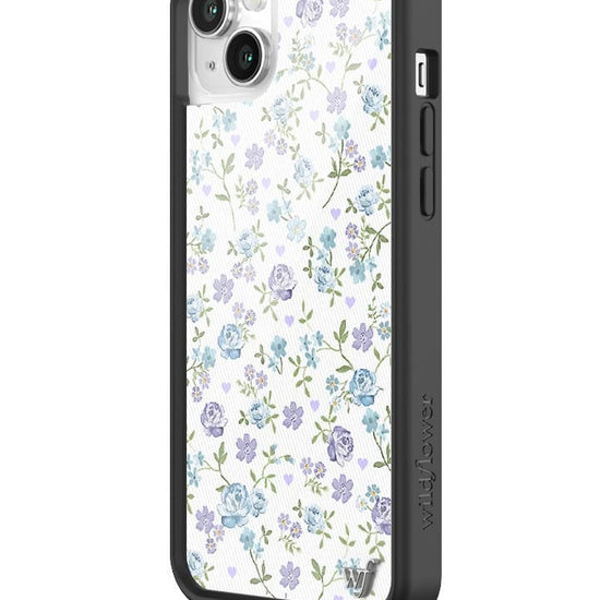 wildflower lilac and blue floral iphone 14plus case