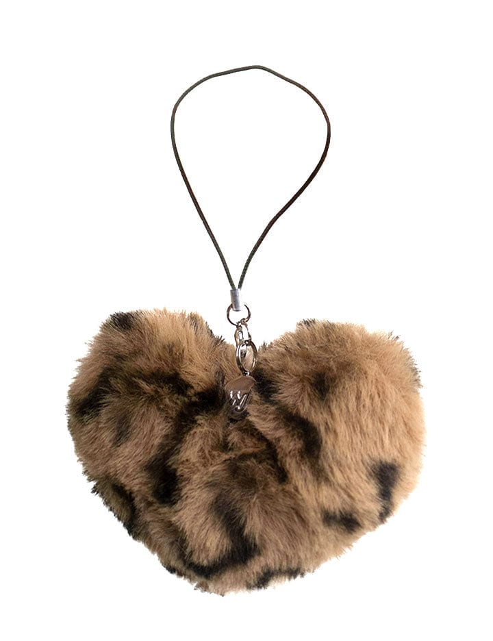 Fuzzy Leopard Heart w/ WF Charm Wildflower Cases