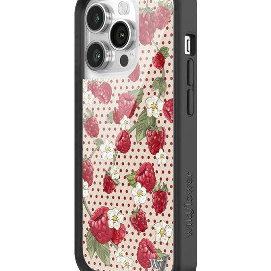 wildflower raspberry polka dot iphone 14pro case