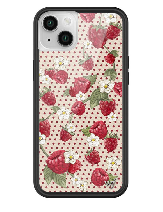 wildflower raspberry polka dot iphone 14plus case