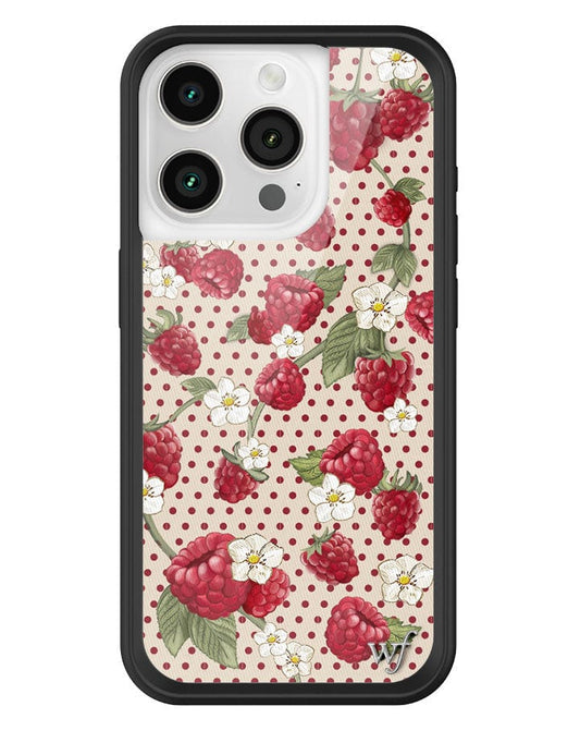 wildflower raspberry polka dot iphone 15pro case