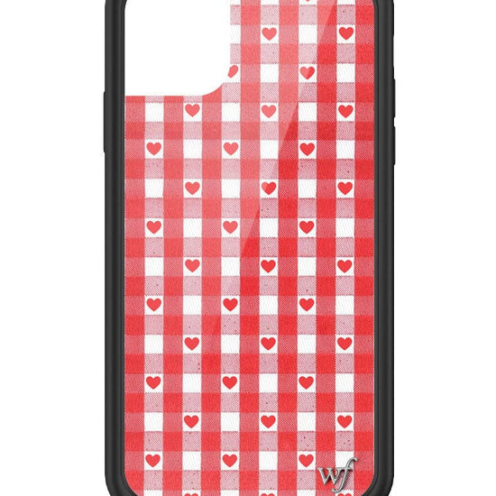 wildflower red gingham heart iphone 11 case