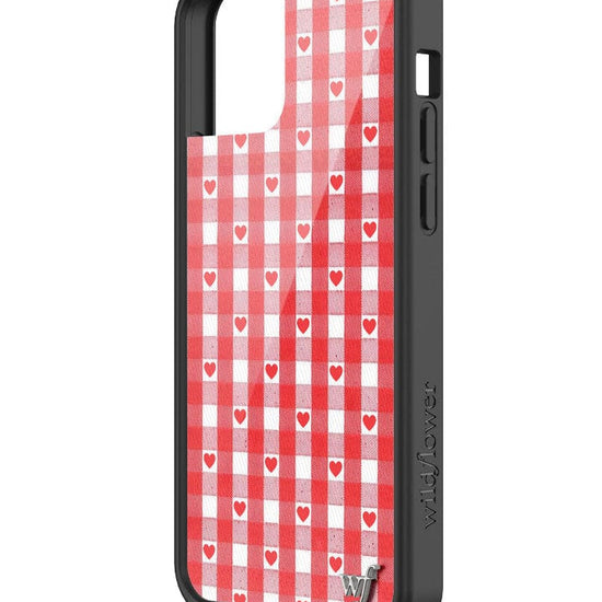 wildflower red gingham heart iphone 12/12pro case