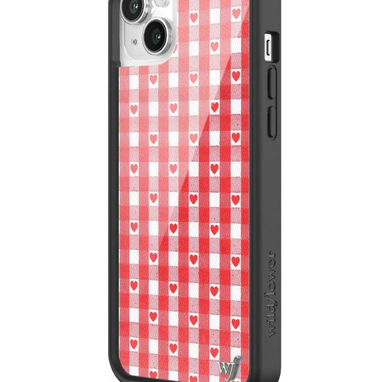 wildflower red gingham heart iphone 14plus case