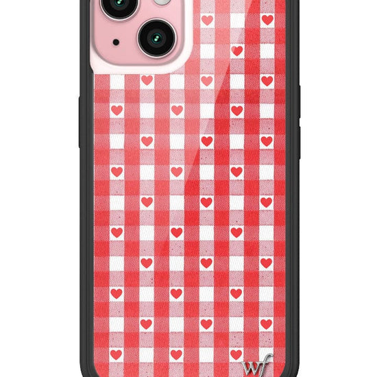 wildflower red gingham heart iphone 15 case