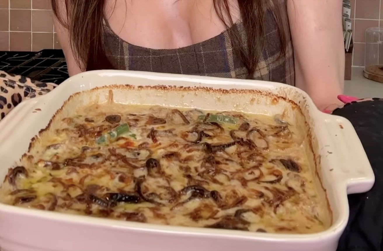 Sydney Carlson shows off a casserole dish