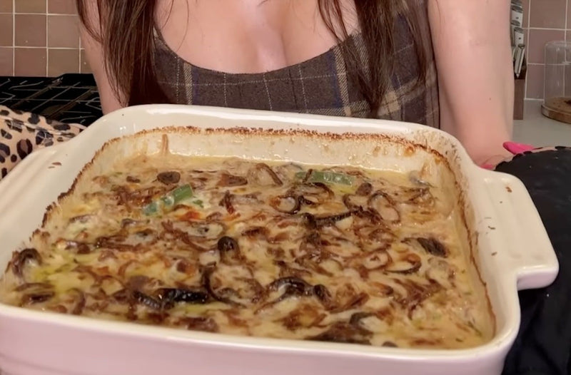 Sydney Carlson shows off a casserole dish