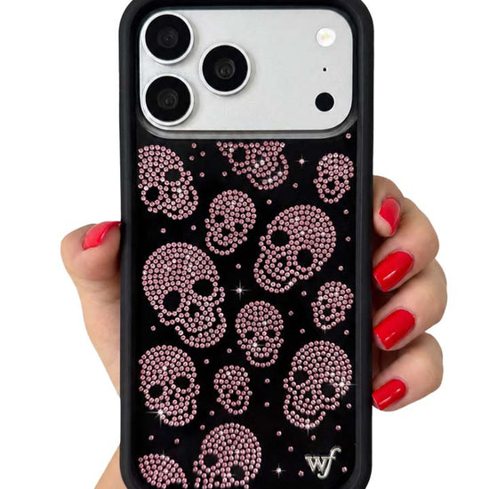 Hand Pic Image 01 Better Half with Stas and Vic Rhinestone Skull Black and Pink iPhone Case