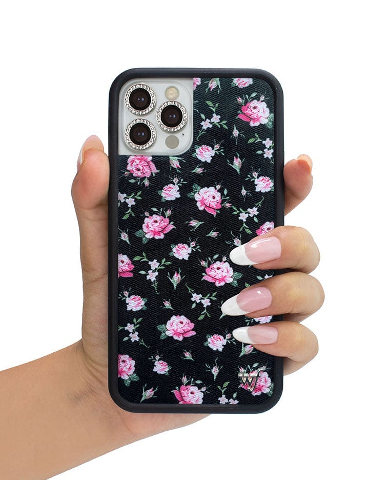 Hand Pic Image 01 Black And Pink Floral iPhone Case