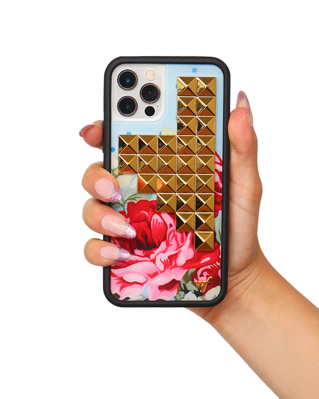 Hand Pic Image 01 Blue Floral Stud iPhone Case