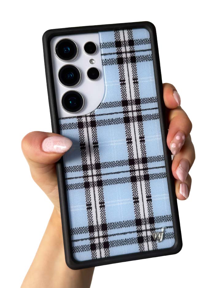 Hand Pic Image 01 Blue Plaid Samsung Galaxy Case