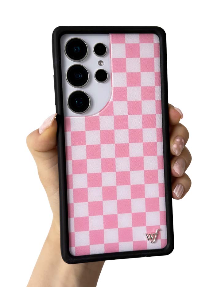 Hand Pic Image 01 Pink Checkers Samsung Galaxy Case