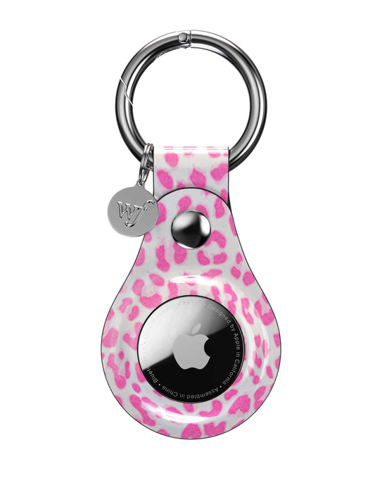 wildflower pink meow airtag key chain