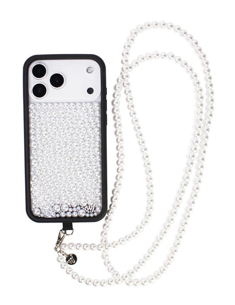 Strap Pearlescent Phone Case Wildflower Pearl Crossbody White Strap Pearlescent Phone Case Wildflower Pearl Crossbody White