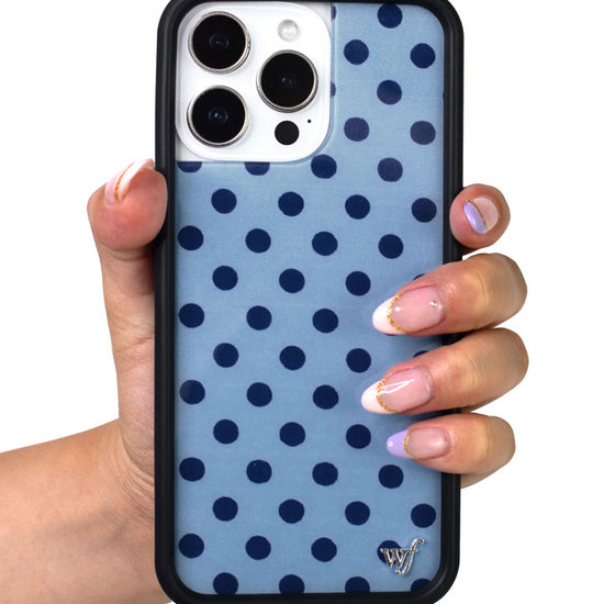 Hand Pic 01 Polka Dot Blue and Navy Blue iPhone Case