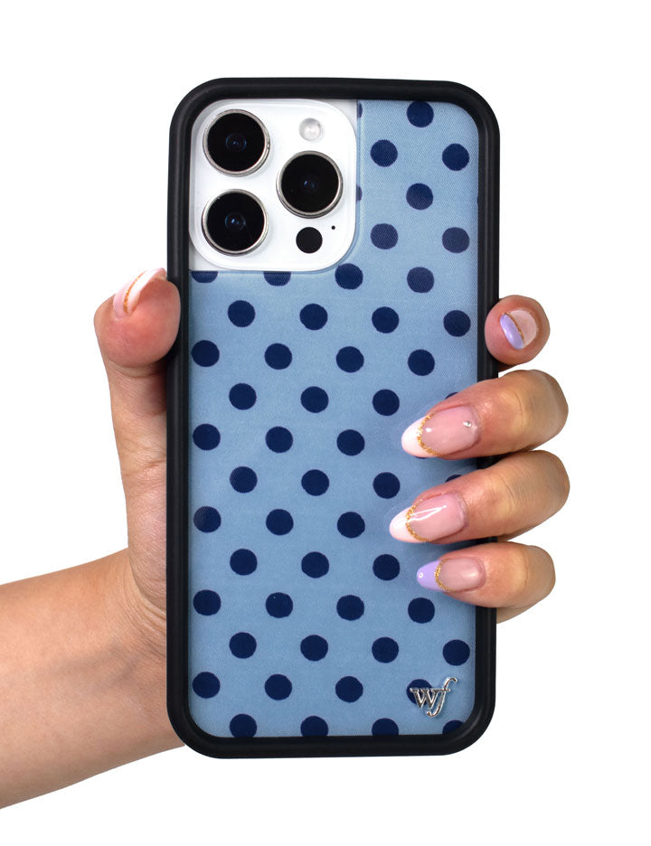 Hand Pic 01 Polka Dot Blue and Navy Blue iPhone Case