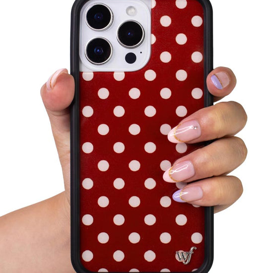 Hand Pic Image 01 Polka Dot Burgundy and Cream iPhone Case