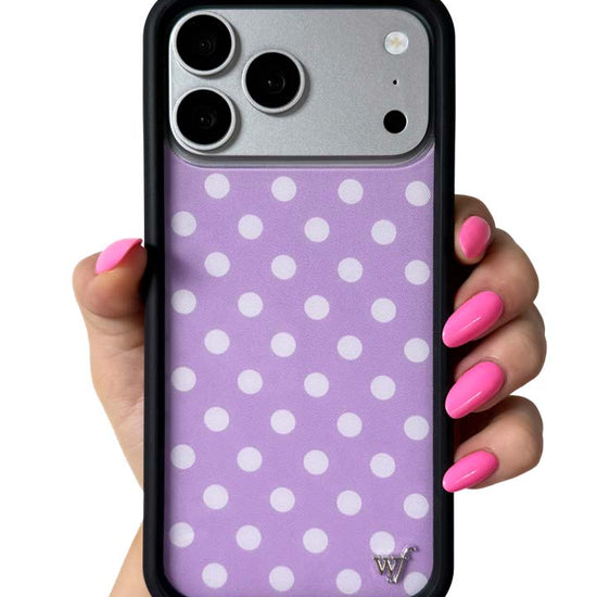 Hand Pic Image 01 Polka Dot Lavender and White iPhone Case