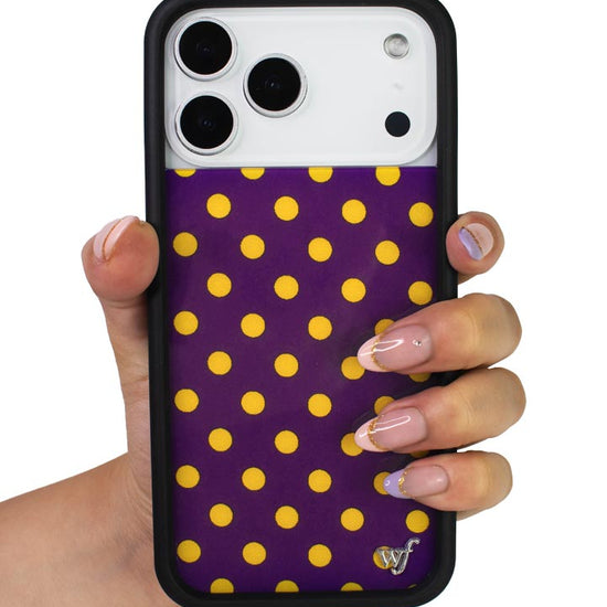 Hand Pic Image 01 Polka Dot Purple and Yellow iPhone Case