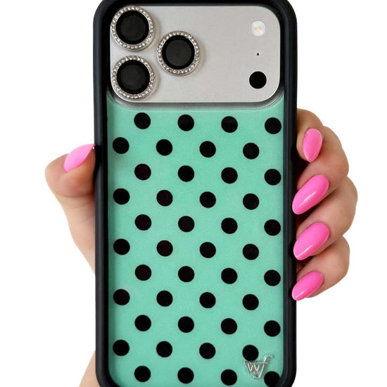 Hand Pic Image 01 Polka Dot Turquoise and Black iPhone Case