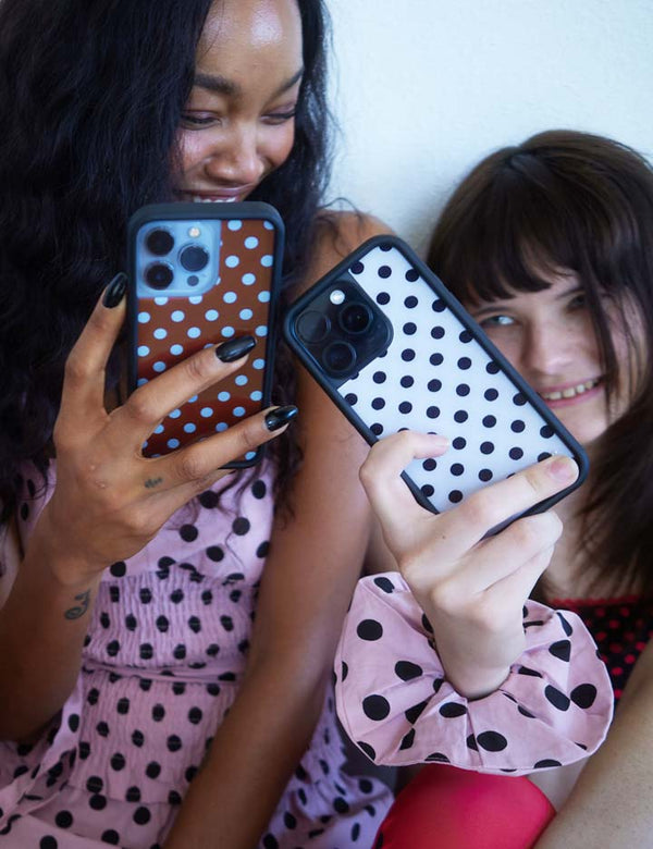 Wildflower Galaxy S25 case Ultra Polka Dot White Black Cute