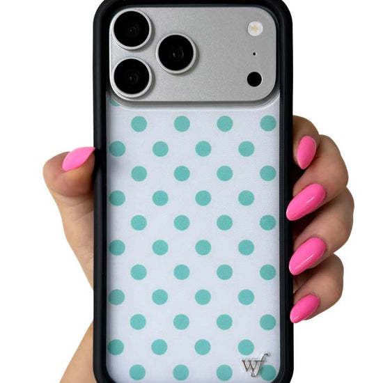 Hand Pic Image 01 Polka Dot White and Turquoise iPhone Case