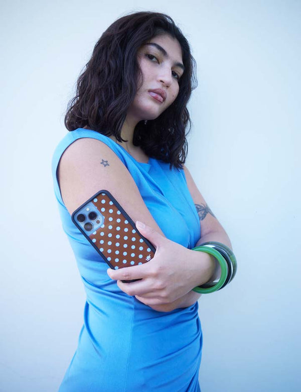 Wildflower Galaxy S25 case Ultra Polka Dot Brown Blue Cute