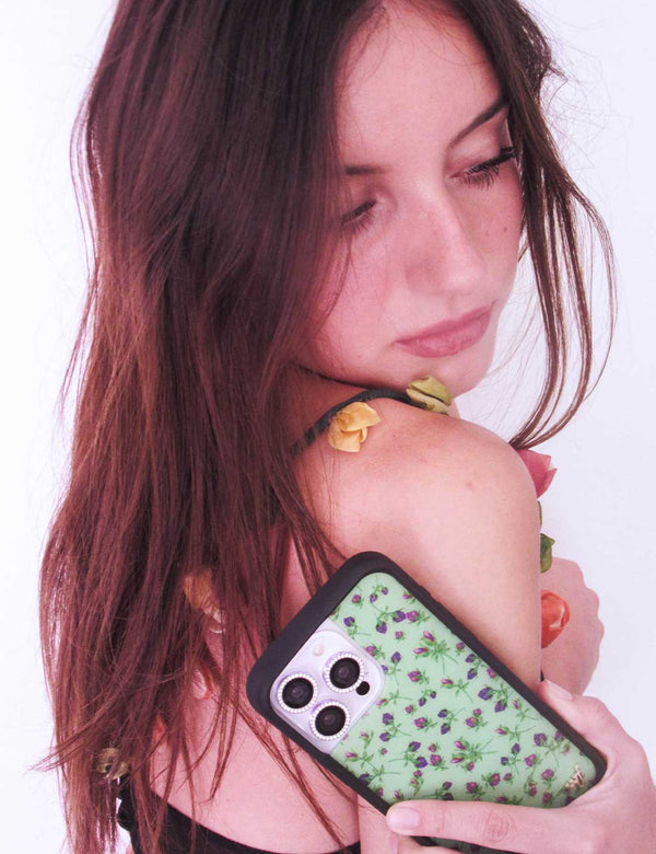 Wildflower iPhone case 16 Pro Max Purple Posie Rosie Cute Green