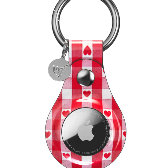 wildflower red gingham hearts airtag key chain