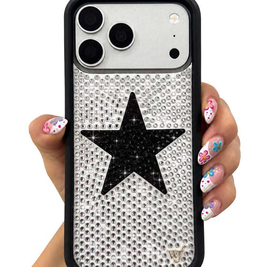 Hand Pic Image 01 Rhinestone Star White and Black iPhone Case