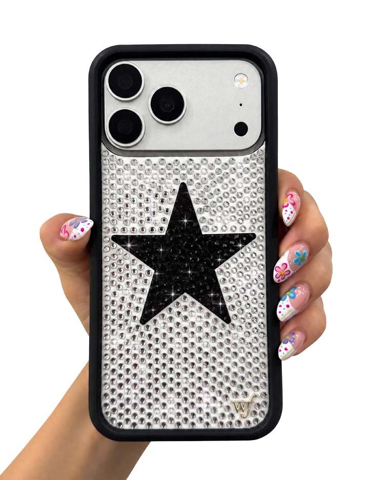 Hand Pic Image 01 Rhinestone Star White and Black iPhone Case
