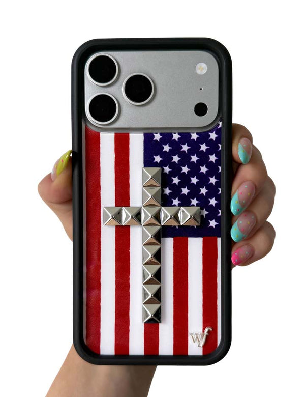 Wildflower iPhone case 17 Pro Max Stud Cross American Flag Cute