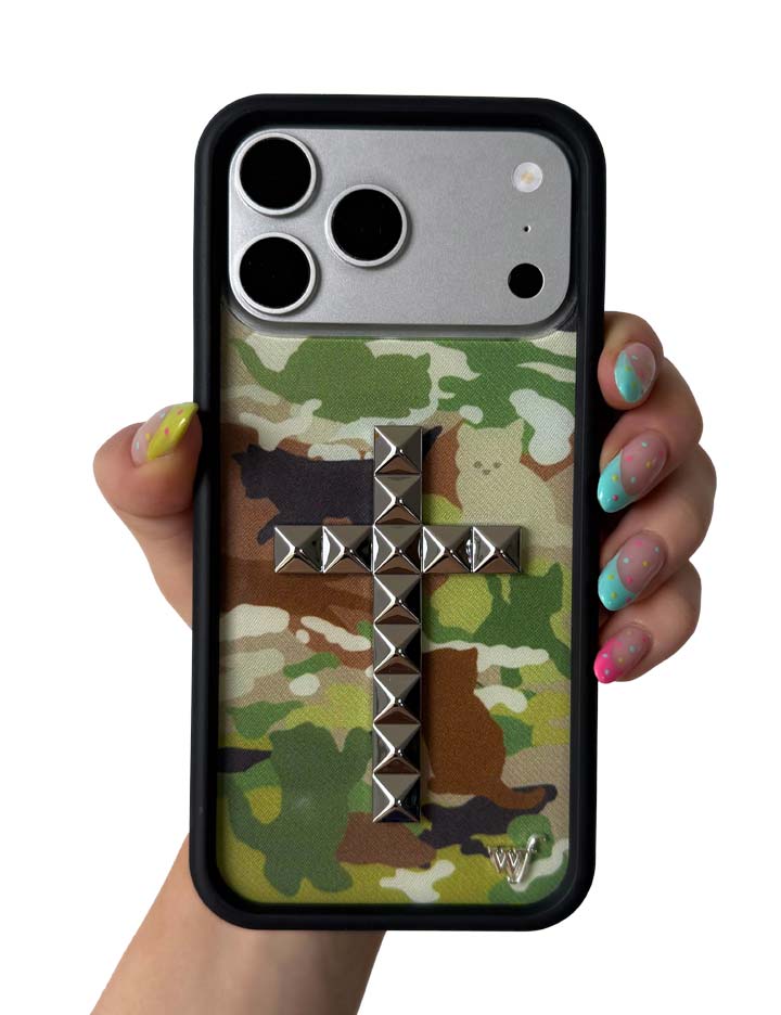 Stud Cross Cat Camo iPhone 18 Pro Max Case – Wildflower Cases