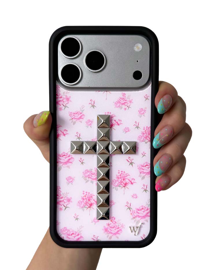 Stud Cross Forget Me Not Floral | Pink iPhone 17 Pro Max Case
