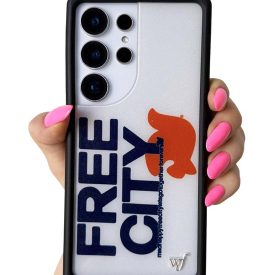 Hand Pic Image 01 THE MADHAPPY AND FREECITY TOGETHER FOREVER WHITE AND NAVY Samsung Galaxy Case