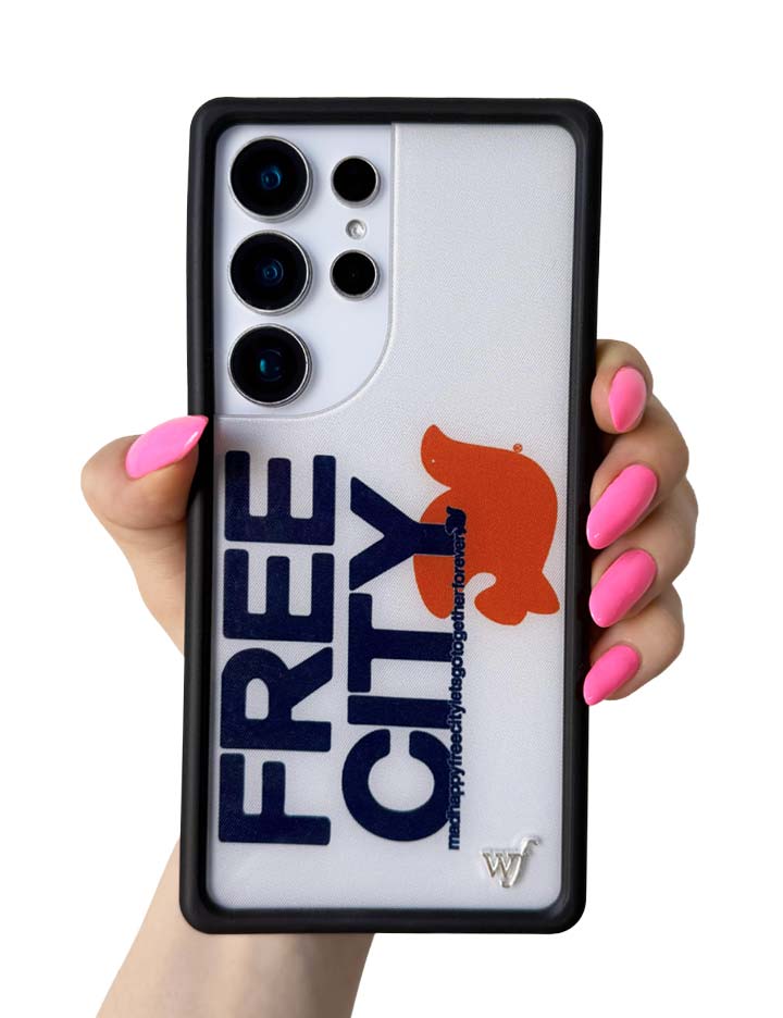 Hand Pic Image 01 THE MADHAPPY AND FREECITY TOGETHER FOREVER WHITE AND NAVY Samsung Galaxy Case
