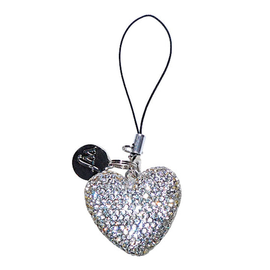 Wildflower Rhinestone Heart Charm Sparkle White Cute