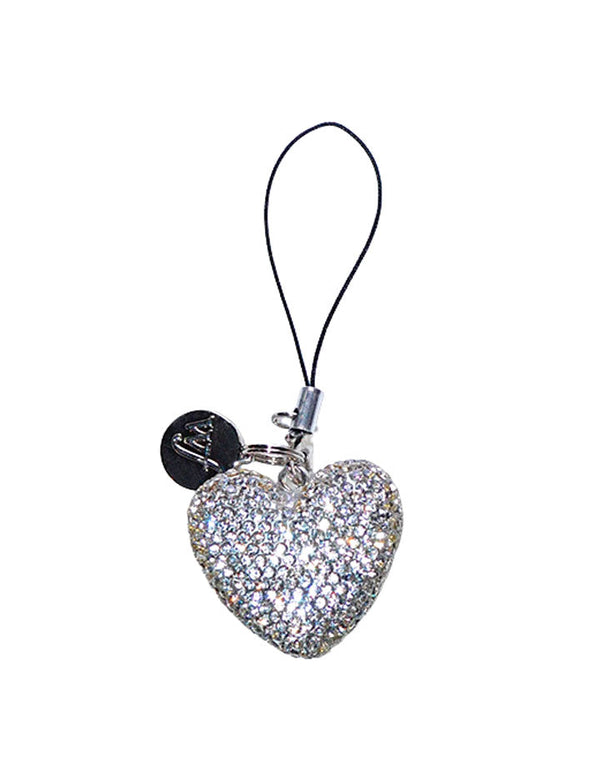 Wildflower Rhinestone Heart Charm Sparkle White Cute