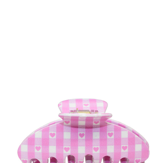 Emi Jay x Wildflower Big Effing Clip in Pink Gingham Hearts Vintage Cute Hair Accessory