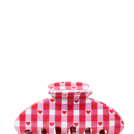 Emi Jay x Wildflower Big Effing Clip in Red Gingham Hearts Vintage Cute Hair Accessory