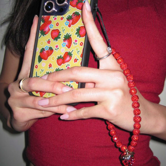 wildflower strawberry iphone wristlet