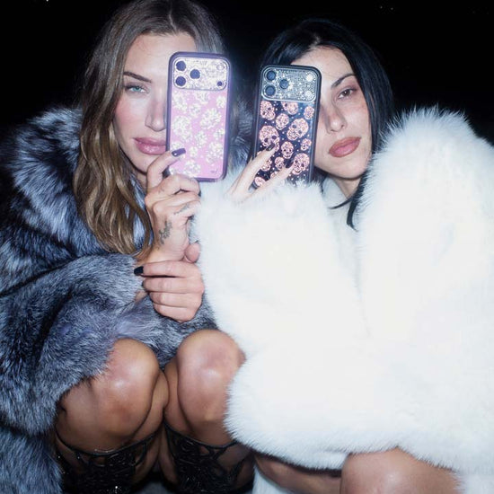 Lifestyle Image 02 Better Half with Stas and Vic Rhinestone Skull Black and Pink iPhone Case